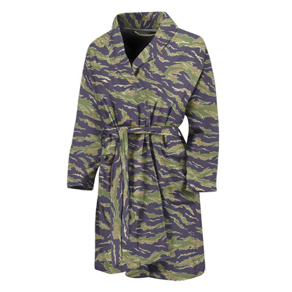 Military Tiger Stripe Camouflage Print Men's Bathrobe