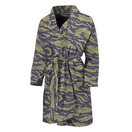 Military Tiger Stripe Camouflage Print Men's Bathrobe