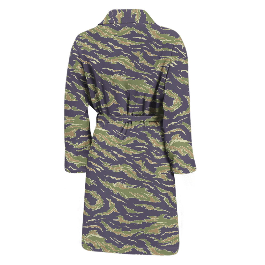 Military Tiger Stripe Camouflage Print Men's Bathrobe