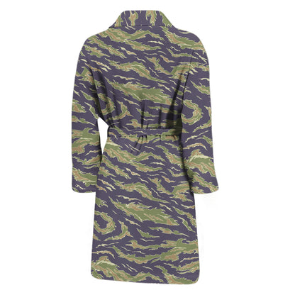 Military Tiger Stripe Camouflage Print Men's Bathrobe