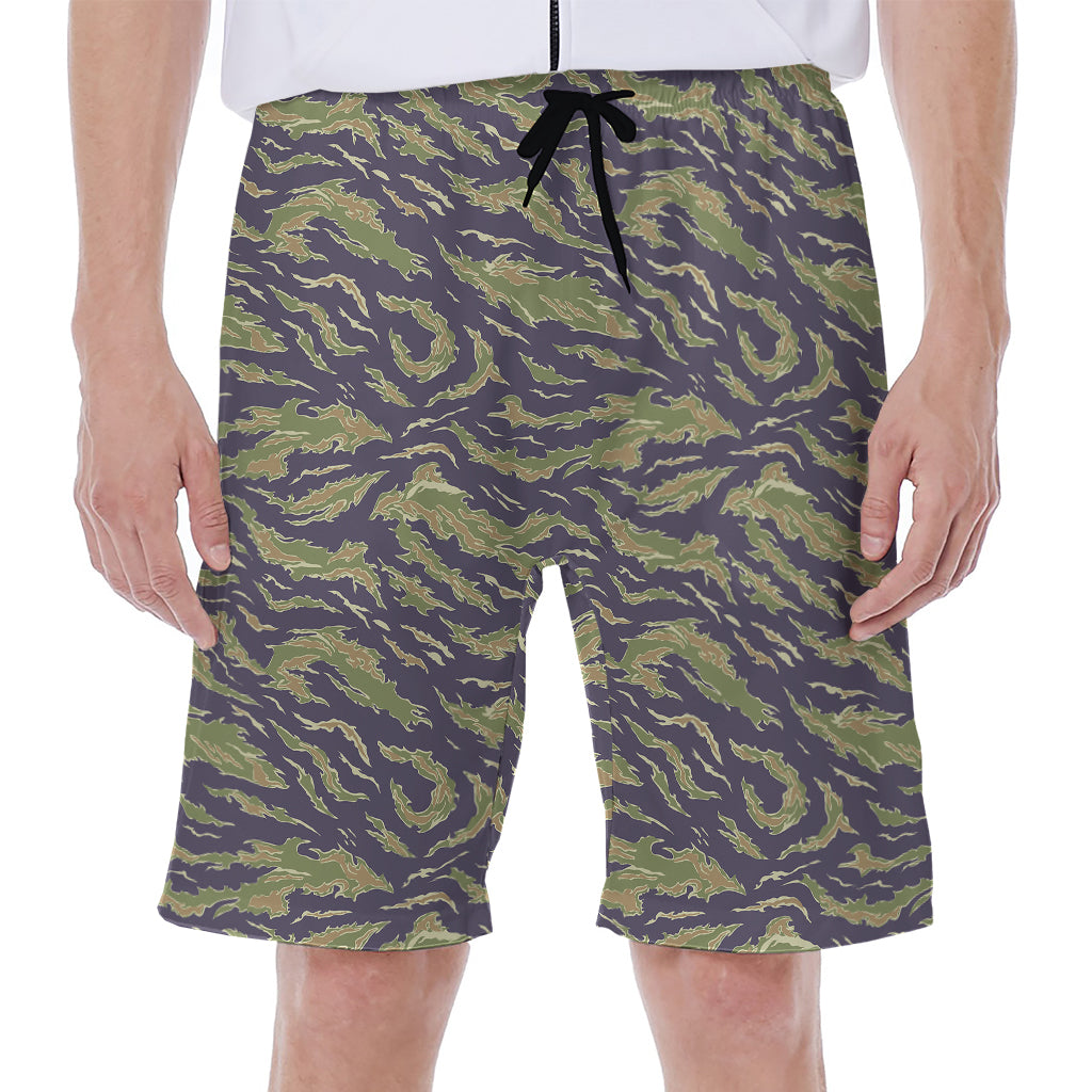 Military Tiger Stripe Camouflage Print Men's Beach Shorts