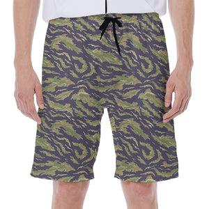 Military Tiger Stripe Camouflage Print Men's Beach Shorts