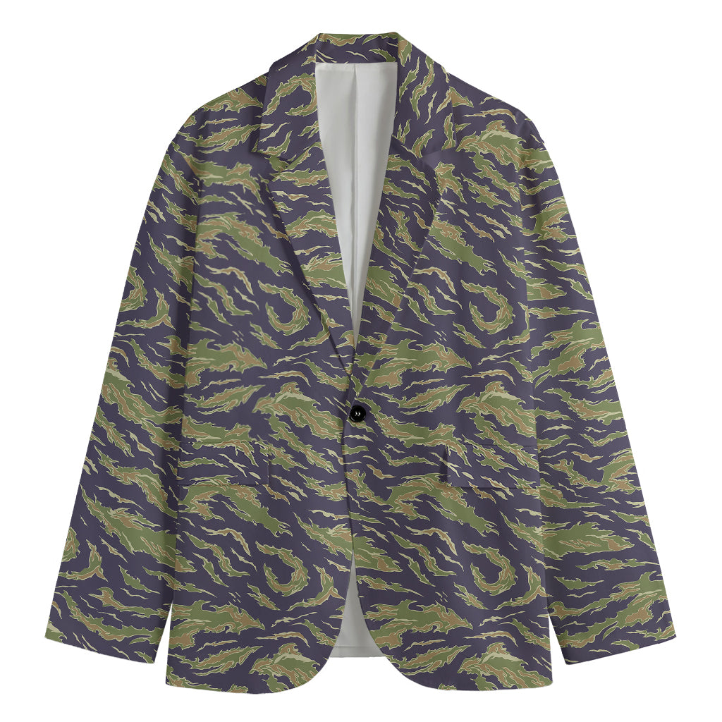 Military Tiger Stripe Camouflage Print Men's Blazer