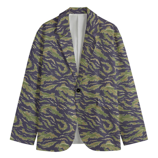 Military Tiger Stripe Camouflage Print Men's Blazer