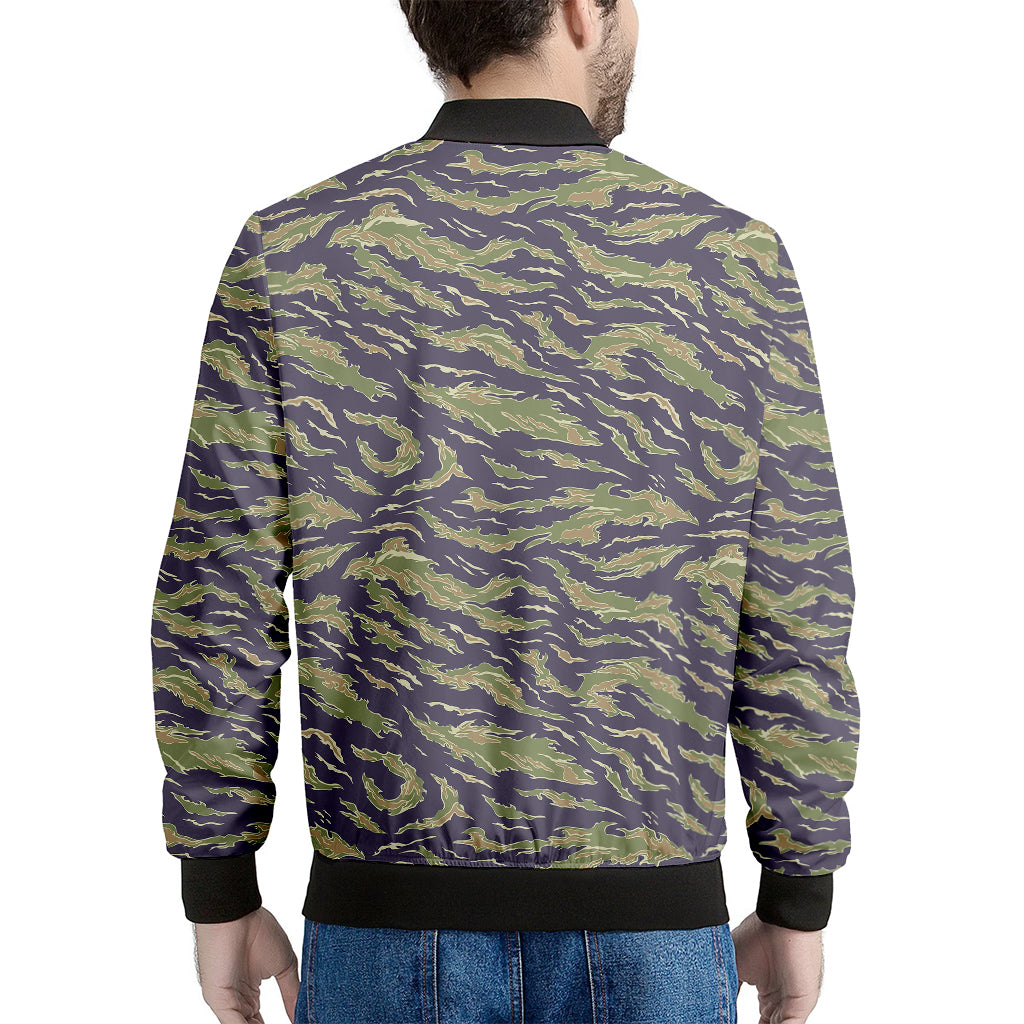 Military Tiger Stripe Camouflage Print Men's Bomber Jacket