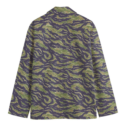 Military Tiger Stripe Camouflage Print Men's Cotton Blazer