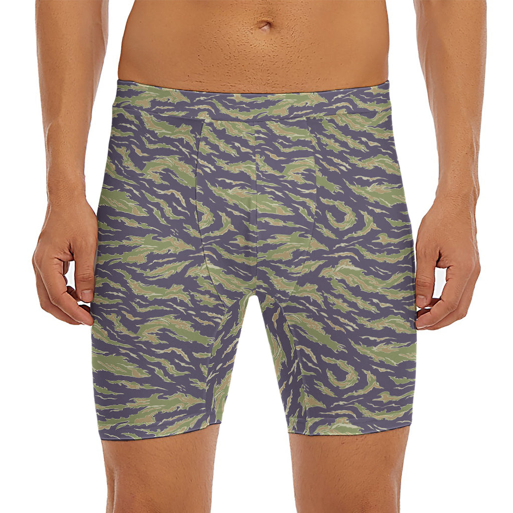 Military Tiger Stripe Camouflage Print Men's Long Boxer Briefs