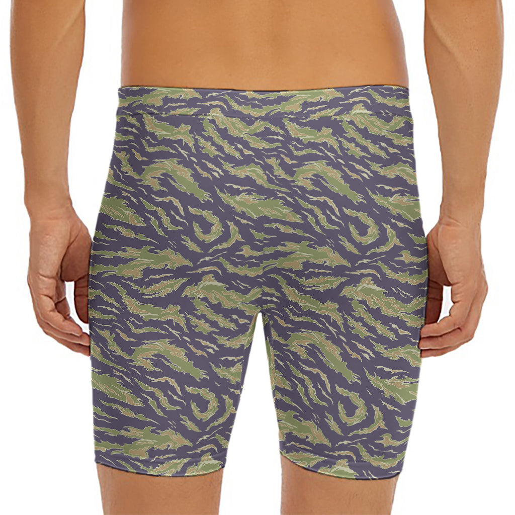 Military Tiger Stripe Camouflage Print Men's Long Boxer Briefs