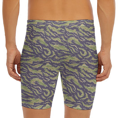 Military Tiger Stripe Camouflage Print Men's Long Boxer Briefs