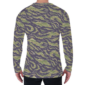 Military Tiger Stripe Camouflage Print Men's Long Sleeve T-Shirt