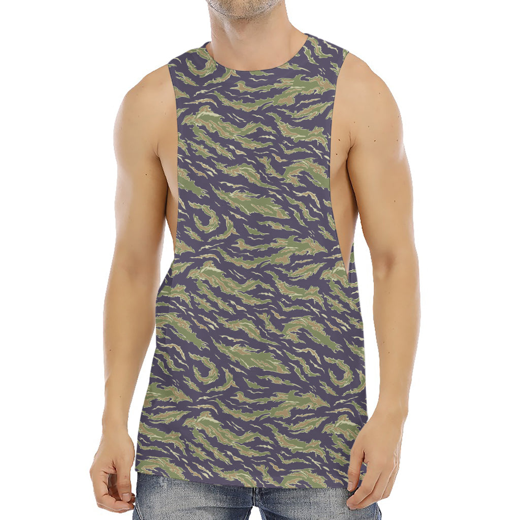 Military Tiger Stripe Camouflage Print Men's Muscle Tank Top