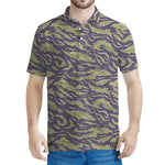 Military Tiger Stripe Camouflage Print Men's Polo Shirt