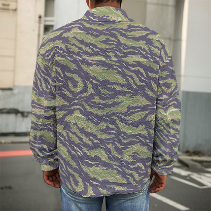 Military Tiger Stripe Camouflage Print Men's Shirt Jacket
