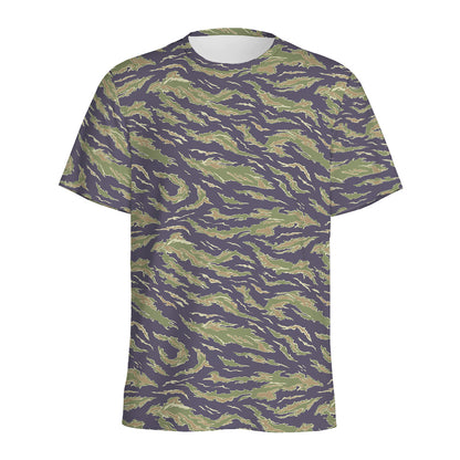 Military Tiger Stripe Camouflage Print Men's Sports T-Shirt
