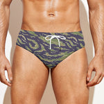 Military Tiger Stripe Camouflage Print Men's Swim Briefs