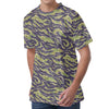 Military Tiger Stripe Camouflage Print Men's Velvet T-Shirt