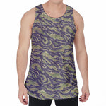 Military Tiger Stripe Camouflage Print Men's Velvet Tank Top