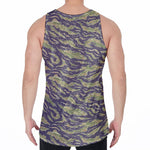 Military Tiger Stripe Camouflage Print Men's Velvet Tank Top