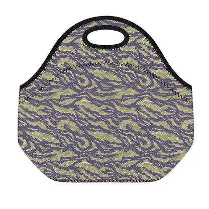 Military Tiger Stripe Camouflage Print Neoprene Lunch Bag