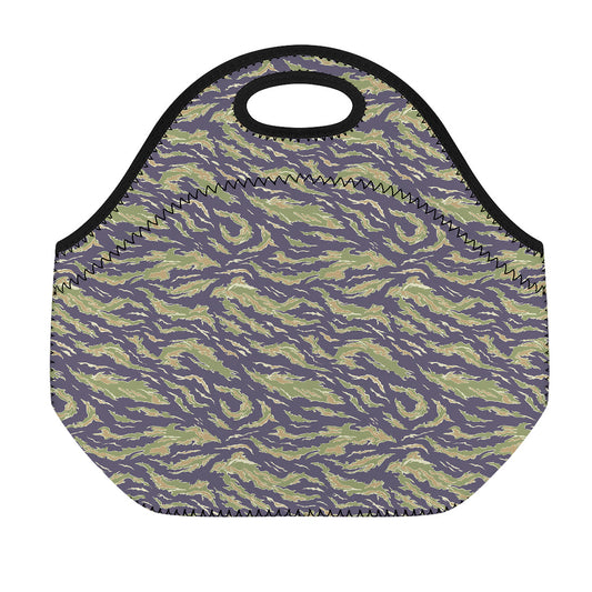 Military Tiger Stripe Camouflage Print Neoprene Lunch Bag