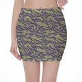 Military Tiger Stripe Camouflage Print Pencil Mini Skirt