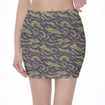 Military Tiger Stripe Camouflage Print Pencil Mini Skirt