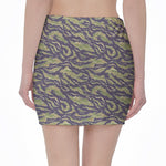 Military Tiger Stripe Camouflage Print Pencil Mini Skirt