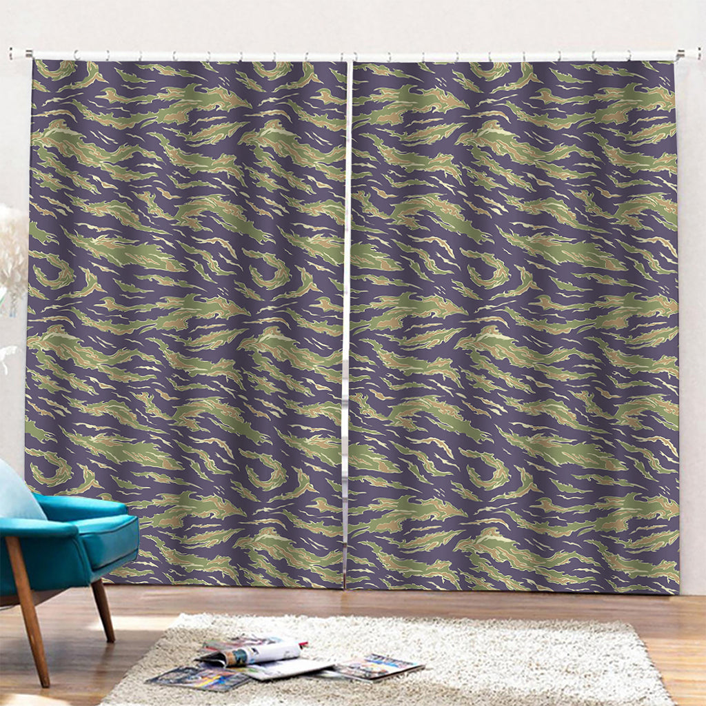 Military Tiger Stripe Camouflage Print Pencil Pleat Curtains