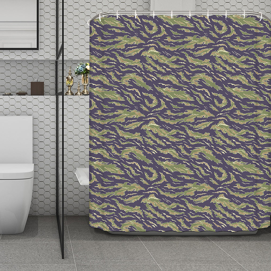 Military Tiger Stripe Camouflage Print Polyester Shower Curtain