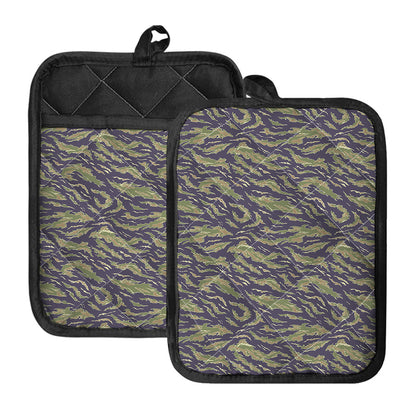 Military Tiger Stripe Camouflage Print Pot Holders With Pocket