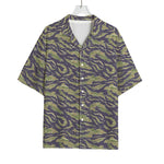 Military Tiger Stripe Camouflage Print Rayon Hawaiian Shirt