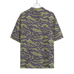 Military Tiger Stripe Camouflage Print Rayon Hawaiian Shirt