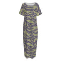 Military Tiger Stripe Camouflage Print Short Sleeve Long Nightdress