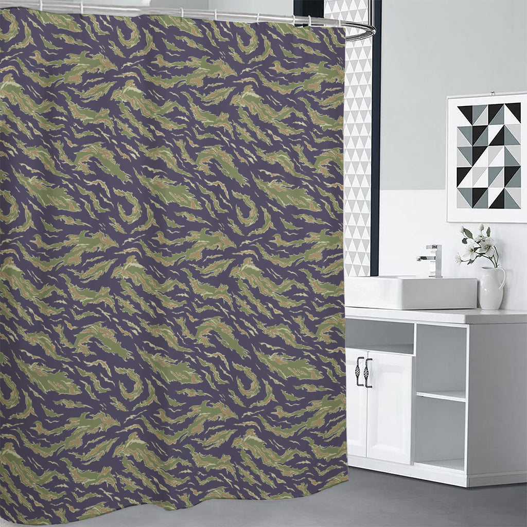 Military Tiger Stripe Camouflage Print Shower Curtain
