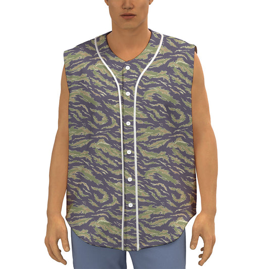 Military Tiger Stripe Camouflage Print Sleeveless Baseball Jersey