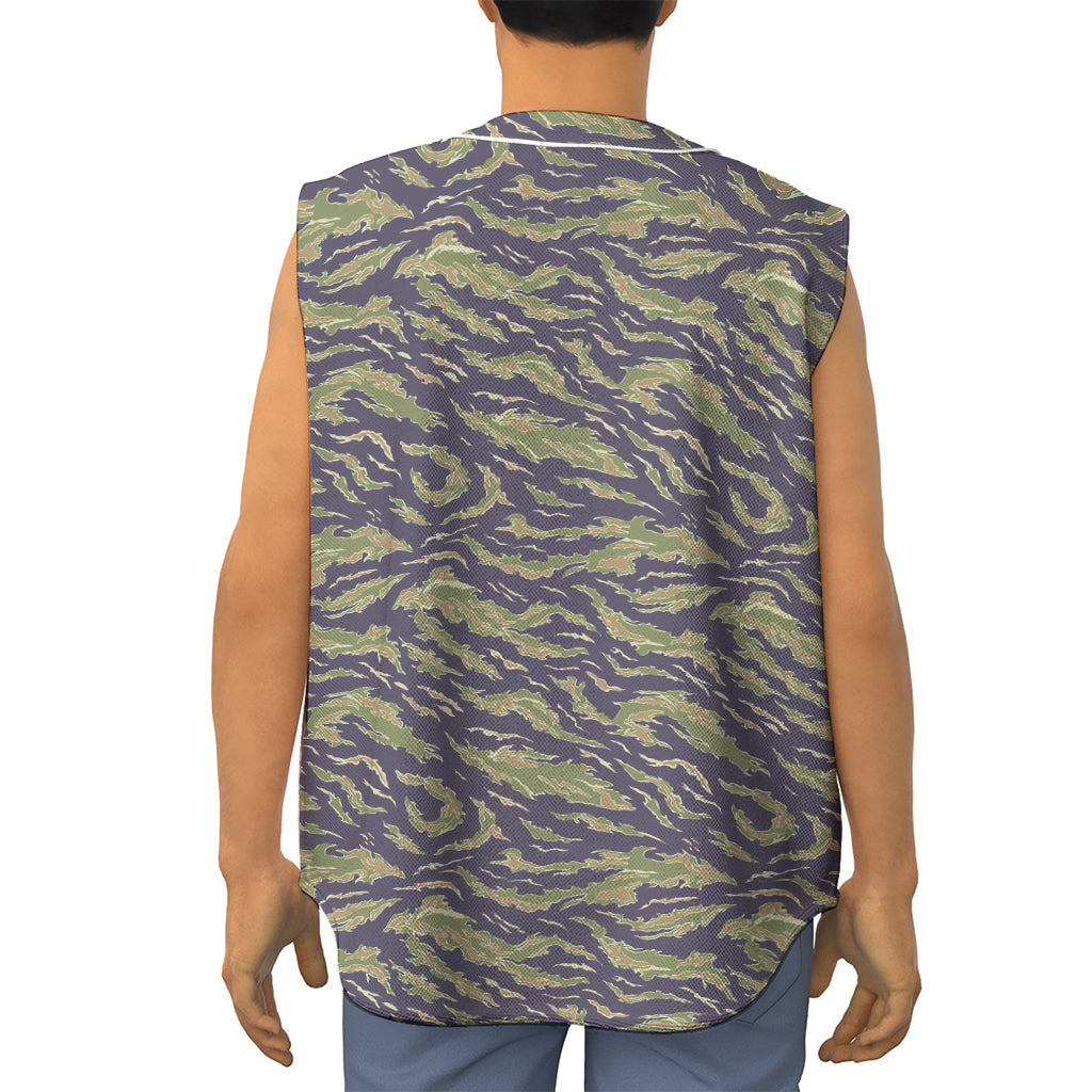 Military Tiger Stripe Camouflage Print Sleeveless Baseball Jersey