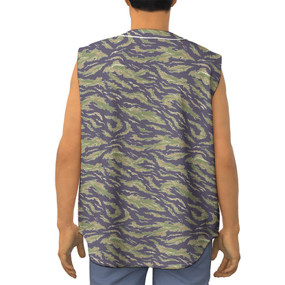 Military Tiger Stripe Camouflage Print Sleeveless Baseball Jersey
