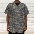 Military Tiger Stripe Camouflage Print Textured Short Sleeve Shirt