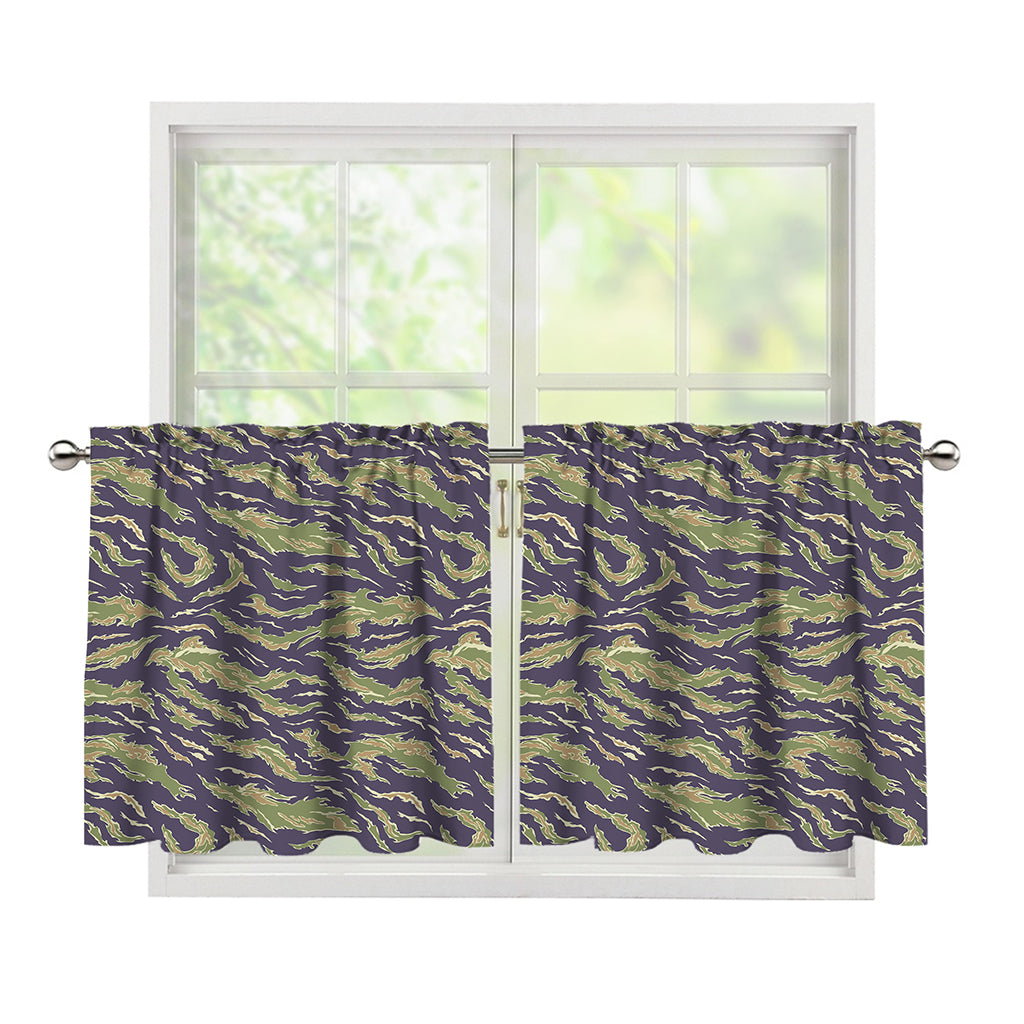 Military Tiger Stripe Camouflage Print Tier Curtains