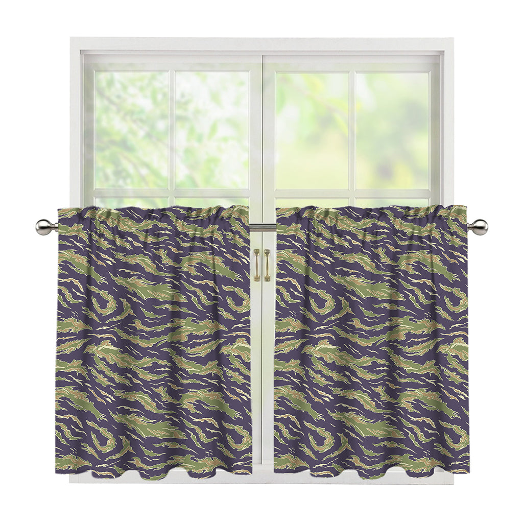 Military Tiger Stripe Camouflage Print Tier Curtains