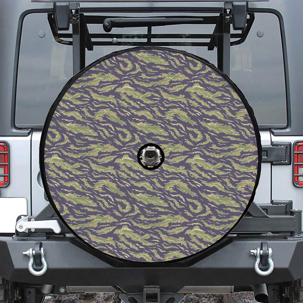 Military Tiger Stripe Camouflage Print Tire Cover With Camera Hole
