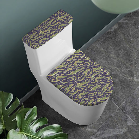 Military Tiger Stripe Camouflage Print Toilet Lid And Tank Cover Set