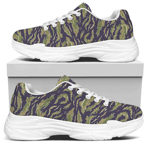 Military Tiger Stripe Camouflage Print White Chunky Shoes