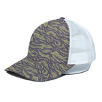 Military Tiger Stripe Camouflage Print White Mesh Trucker Cap