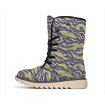 Military Tiger Stripe Camouflage Print Winter Boots