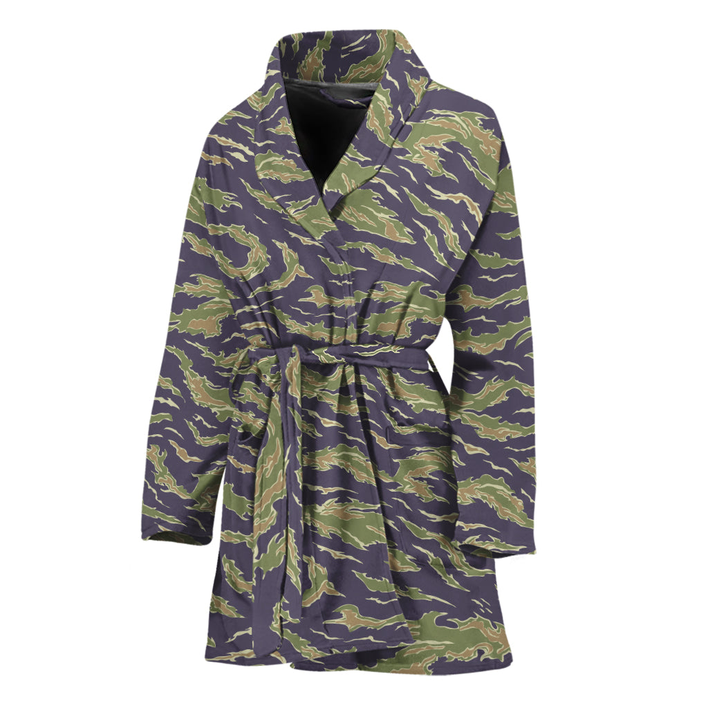 Military Tiger Stripe Camouflage Print Women's Bathrobe