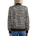 Military Tiger Stripe Camouflage Print Women's Bomber Jacket