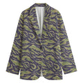 Military Tiger Stripe Camouflage Print Women's Cotton Blazer