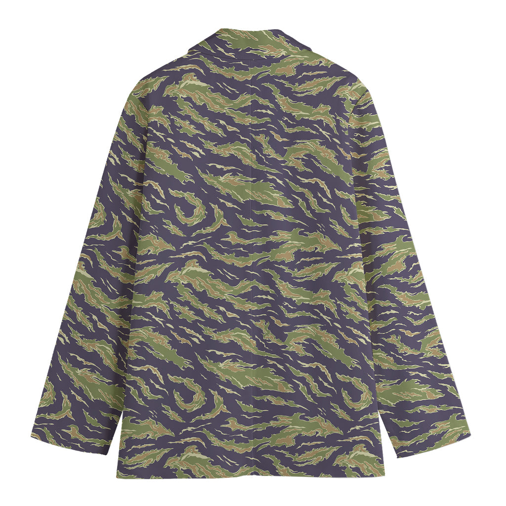 Military Tiger Stripe Camouflage Print Women's Cotton Blazer