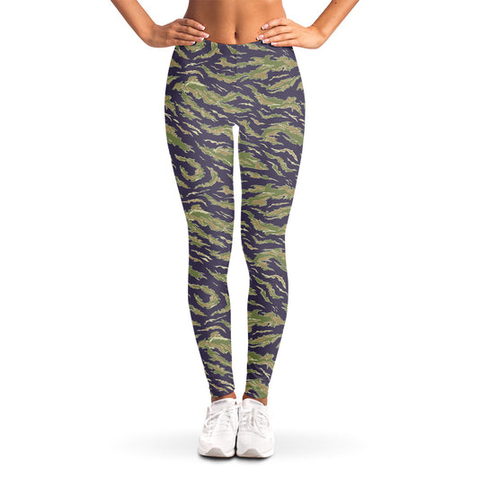Military Tiger Stripe Camouflage Print Women's Leggings